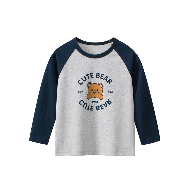 27kids Herbst 2024 Bär Langarm-T-Shirt für Kinder