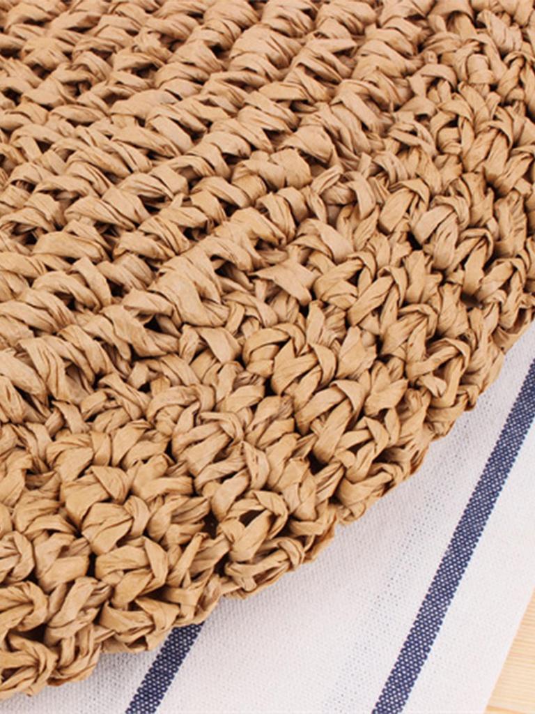 Women's Large Capacity Woven Round Shoulder Bag - Fashionable Beach & Commuter Style