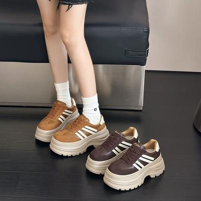 Thick-soled German Training Shoes Women's Autumn New Super Fire Heightening Versatile Leather Muffin Birken Casual Forrest Gump Shoes