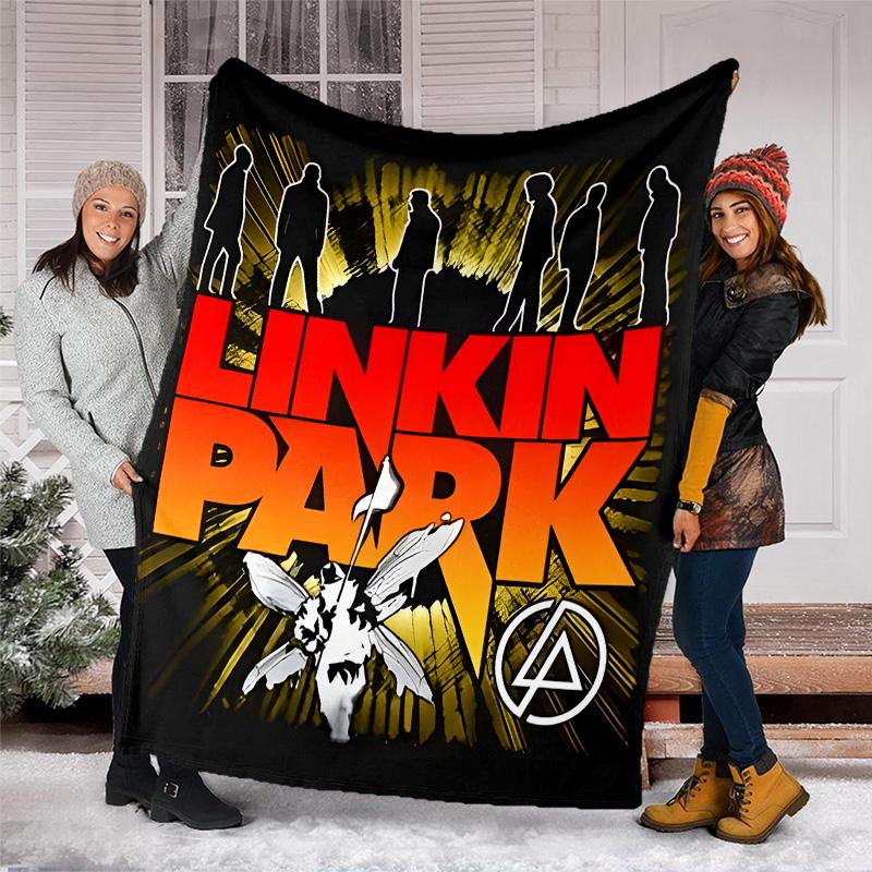 1pc Linkin Park1 Theme Blanket - Digital Print, Polyester, Cozy for All Seasons, Perfect for Outdoor, Camping, and Travel