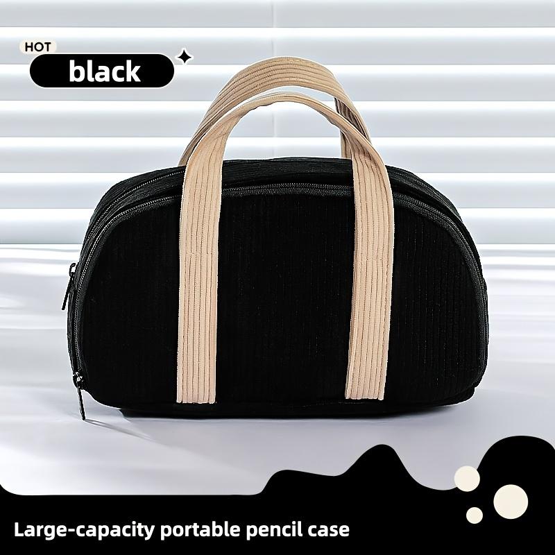 

Solid Color Multi-functional Corduroy Pencil Case Portable Stationery Pouch Large-capacity Stationery Organizer Students чёрный