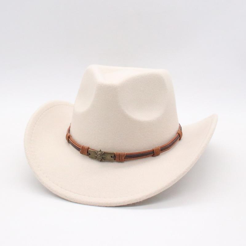 Western Cowboy Woll-Cowboy-Zylinderhut für Herren und Damen mit gekrempter Krempe, Ritterhut, Jazzhut, Filzhut