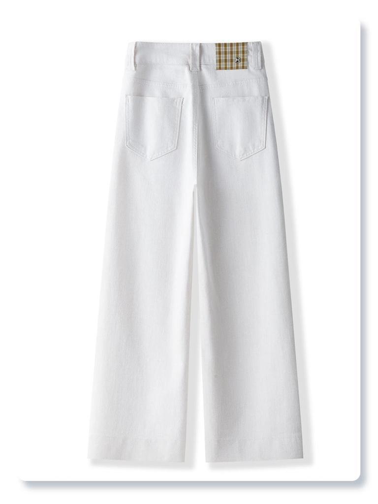 Women's White 2025 Spring/Fall High Street Wide-Leg Slimming Jeans