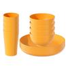 Eco Wheat Straw 12pcs Dinnerware Set Unbreakable Plates Bowls Reusable Plastic Tableware Lightweight for Family Gathering Party Use