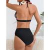 Women's Rainbow Striped High Waist Bikini Set Halter Tie Front Two Piece Swimsuit