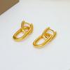 Trendy Electroplated Oval U-Shaped Copper Earrings for Women
