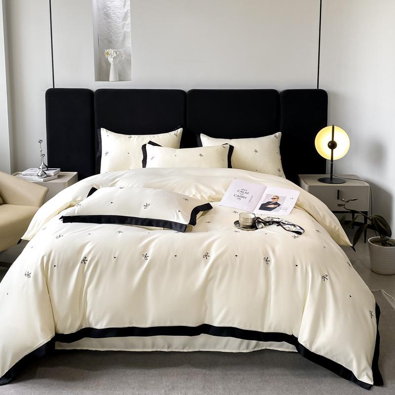 Simple light luxury Class A maternal and infant grade 4pcs set embroidered quilt cover bed sheet sleeping naked bedding 3pcs set
