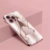 Funkelndes Rosa Herz Kurvenmuster Metallische Farbe Glas Handyhülle Für iPhone 11 12 13 14 15 16 17 Pro Max Plus 16E 17Air Hülle