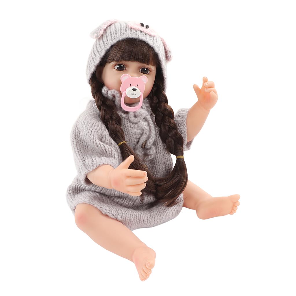 22 Inch Lifelike Newborn Baby Doll Full Body Silicone Handcrafted Newborn Baby Doll Set with