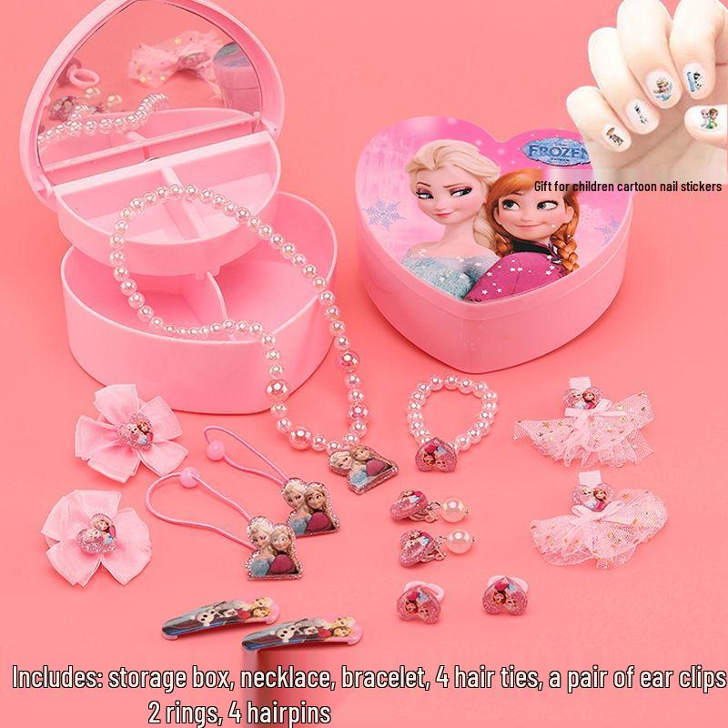 Children's Mermaid Jewelry Set: Necklace, Bracelet, Ear Clips, Rings - Cute Princess Design