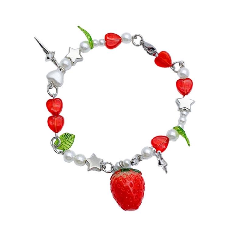 Stylish Strawberry Bracelet Adjustable Length Bracelet Trendy Heart Bracelet 1