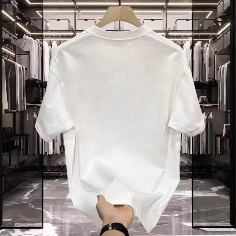 Mens American Style Heavyweight Cotton Loose Short Sleeve Cartoon Moon Print T Shirt