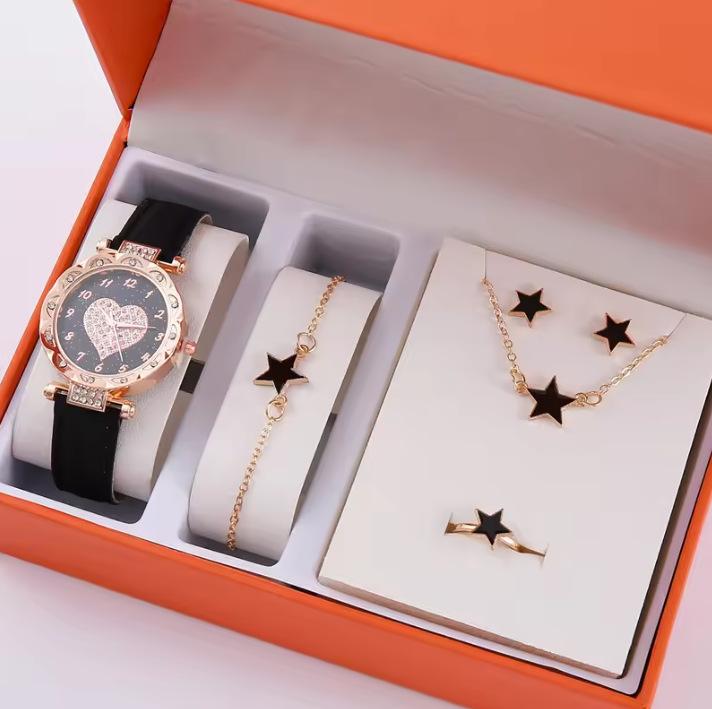 New Popular Women'S Bracelet Watch Fashionable And Simple Butterfly Five-Piece Watch Set Watch