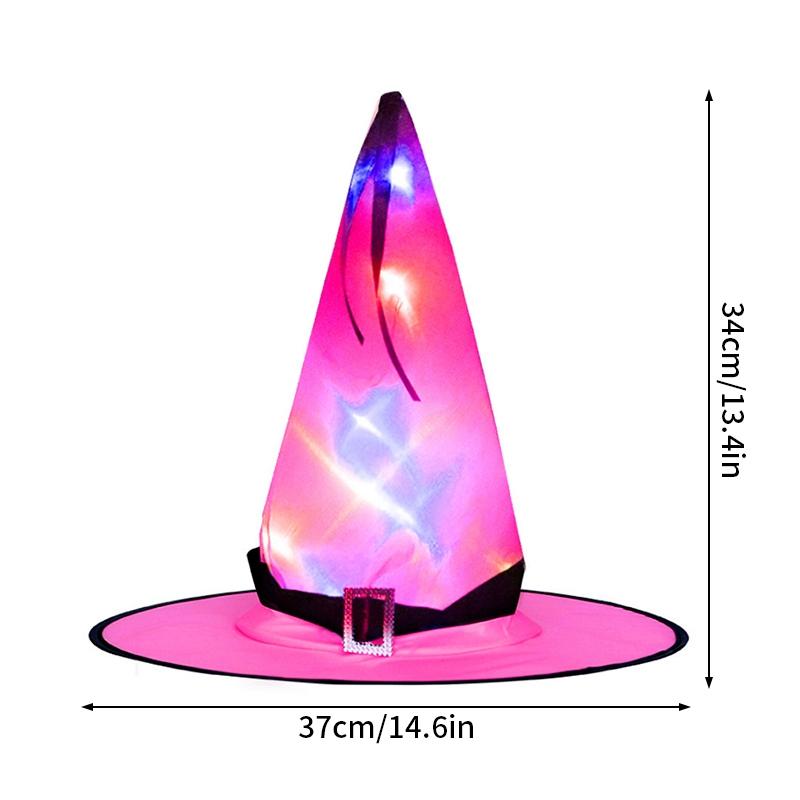 Chapéu de Bruxa LED Decoração Halloweeen Exterior Chapéu LED Bruxa Cosplay Dia dos Mortos Mexicano Festa Bola Mago Cosplay Para