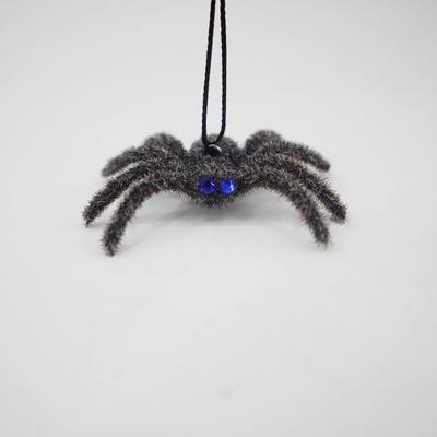 Trick Gift Funny Halloween Plush Spider Pendants Realistic Fake Flocking Black Spider 3D Cartoon Artificial Spider Party Prop