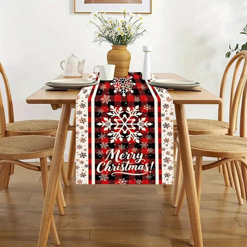 1PC Table Cover New Year 2026 Snowman 33*183cm Table Decor Merry Christmas Decoration Christmas Xmas Tree Table Runner