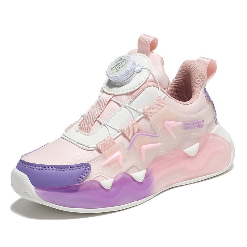 Children's Colorful Sports Shoes 2025 Boys Personalized Rotating Button Breathable Shoes Medium Older Children and Girls Outdoor Running Shoes