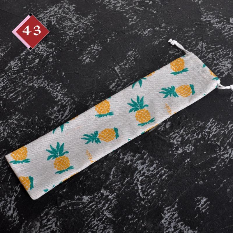 Japanischer Stil DIY Reise-Aufbewahrungstasche Kordelzugtasche Strohgeschirr tragbar Kordelzug Löffel Stäbchen Stofftasche