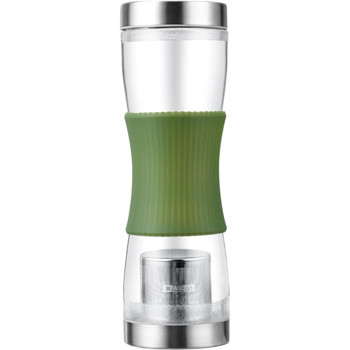 Macmar T-Go Water Bottle with Strainer, 500ml, Olive Green, AA0161