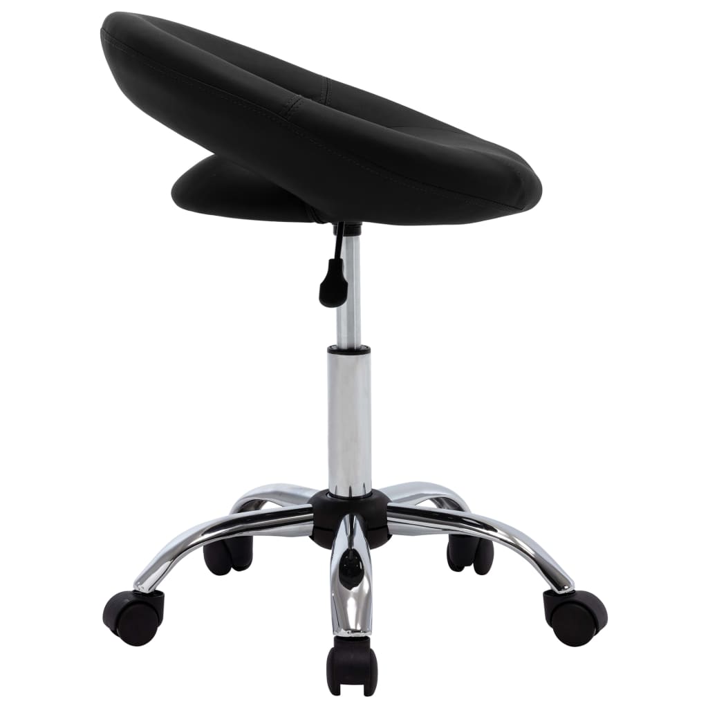 Rolling Work Stool Black Synthetic Leather