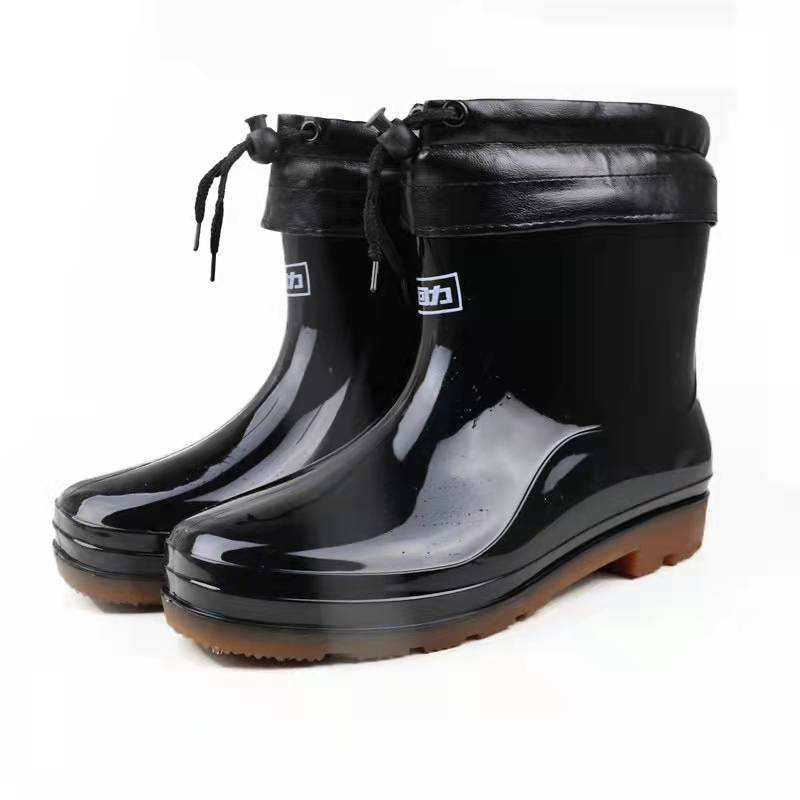 Rain Shoes New Low-tube Rain Boots, Non-slip Beef Tendon Soles, Black Work Water Shoes for Men and Women