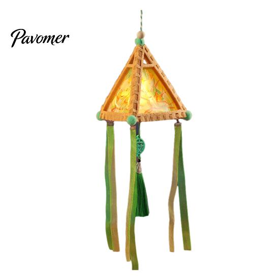 Kindergarten Art Project Supplies Chinese Style DIY Lantern Making Kit, Handmade Triangle Shaped Handheld Educational Craft Set for Kids with