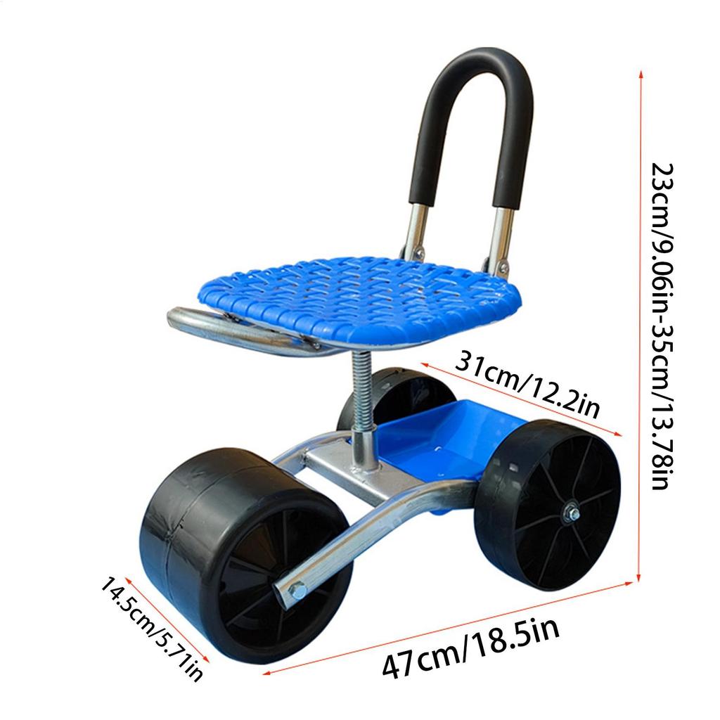 Garten Sitzwagen Garten Rollarbeitsplatz Höhenverstellbarer Gartenstuhl 360 Grad Drehbar Arbeitssparend für Bauernhof Outdoor Camp