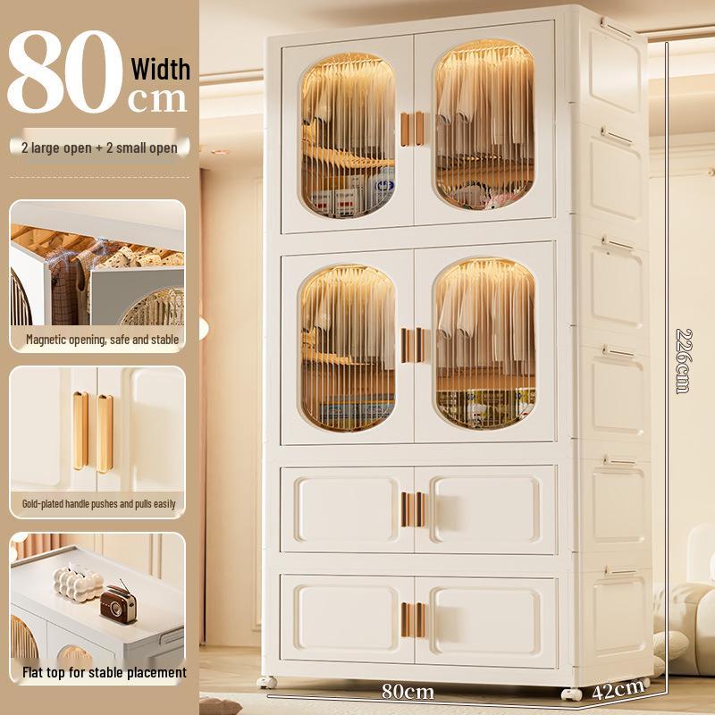 Children's Toy Storage Cabinet: Movable Multi-layer Thickened Wardrobe with Folding Shelves for Home and Bedroom