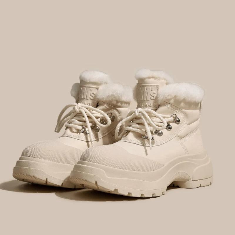 2024 Nové Zimní Dámské Boty Vysoké Kvality Teplé Sněhule Šněrovací Pohodlné Kotníkové Boty Venkovní Vodotěsné Turistické Dámské Boty