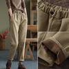 Women's 2025 New Thickened Velvet-Lined Cotton Twill Harem Pants - Stylish Elastic Waist Casual Trousers for Autumn/Winter.