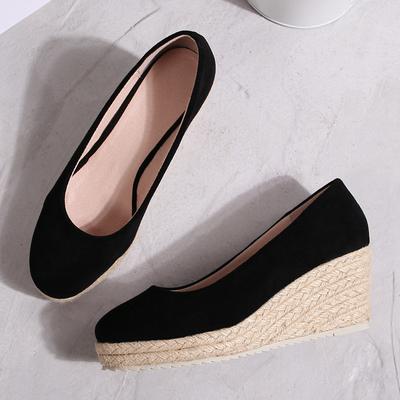 2026 Princess Kate's Same Suede Wedge Single Shoes Women Shallow Mouth Espadrilles Spring&Autumn Sandals High Heels Ladies Shoes