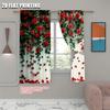 2pc,   Curtains Red Rose Durable 100% Polyester Fabric,Without Electricity Party Decorations Suitable for Daily Home Decoration