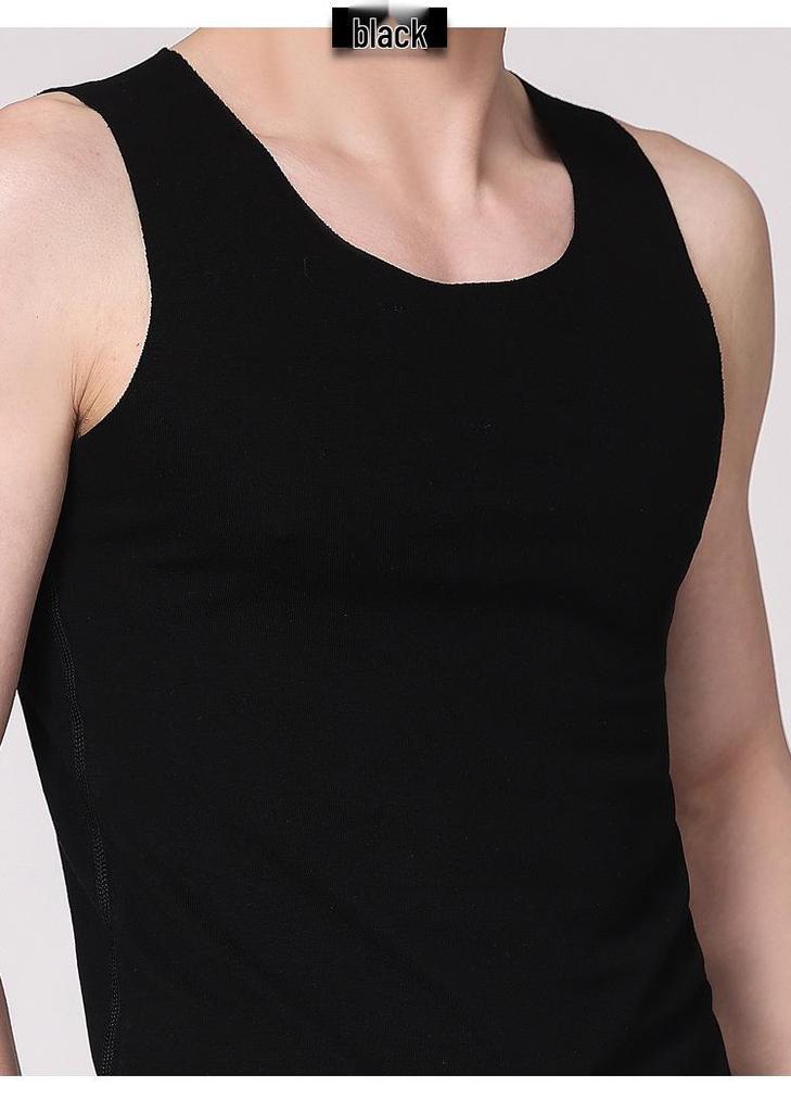 Men's Seamless Cotton Vest - Breathable, Elastic, Ribbed, Round Neck, Comfortable Base Layer