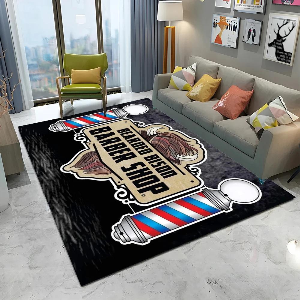 3D Holičství Lebka Vintage Znamení HD Koberec Kobereček pro Domov Obývací Pokoj Ložnice Pohovka Rohožka Dekor, Dětský Koberec Protiskluzová Podložka na Podlahu