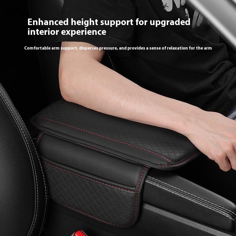 with Storage Pocket Elbow Rest Cushion Leather Car Armrest Box Pad Memory Foam Center Console Arm Rest Protector Cover