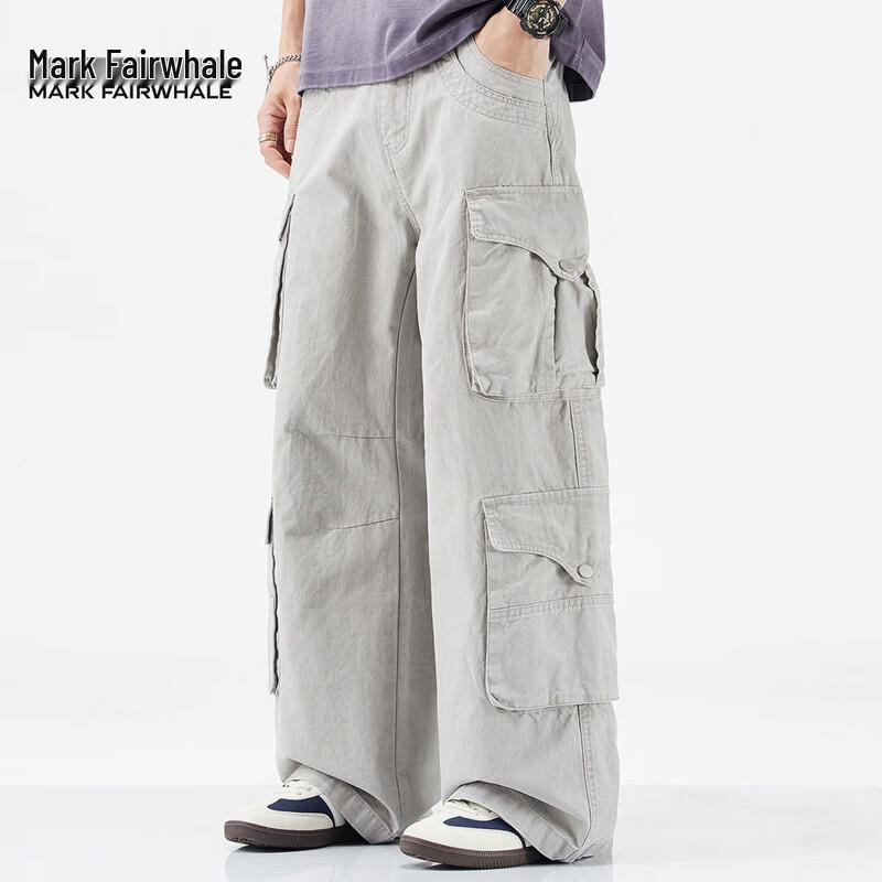 Mark Fairwhale Men's Multi-Pocket Loose Fit Cotton Cargo Pants