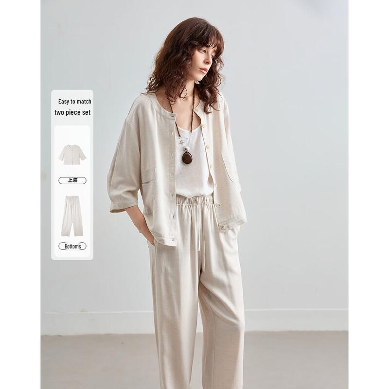 Demana Tencel Linen Round Neck Two-Piece Set L