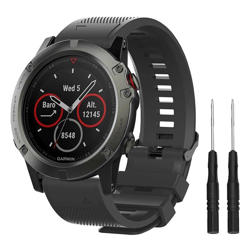

Быстросъемный ремешок для Garmin Fenix ​​3 5 5X 5S Plus 6 6X 6S Pro 7 7S 7X 945, ремешок для умных часов 26, 22, 20 мм, силиконовый браслет 26mm width чёрный