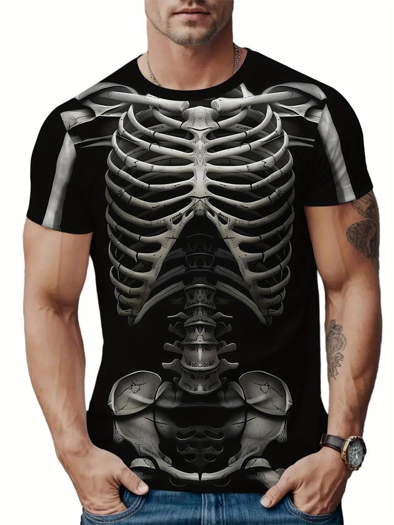 Skeleton Printed Unisex's T-shirt Fun Short Sleeved Tshirt Casual Tees Skull Pattern Unisex's Clothing Oversized Top Round Neck Tshirt