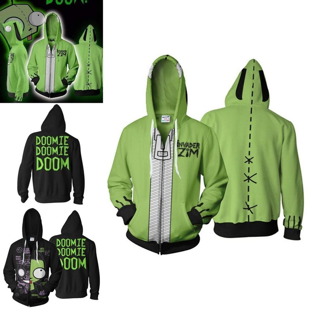 Invader Zim Costume Printed Men Zipper Hoodie Sweatshirt In Comfortable Soft Material