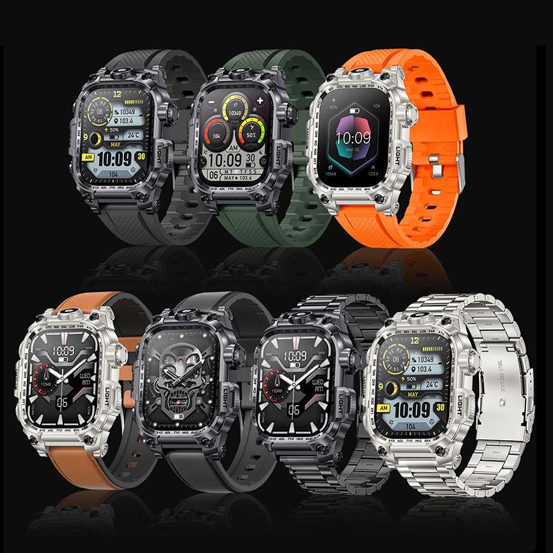Nuovo Multifunzionale Schermo Grande Quadrato Smartwatch da Esterno Torcia Monitoraggio della Salute Bracciale Sportivo da Uomo