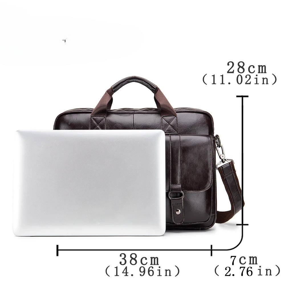 Men's Briefcase 100% Genuine Leather Business Large Capacity Handbag Waterproof