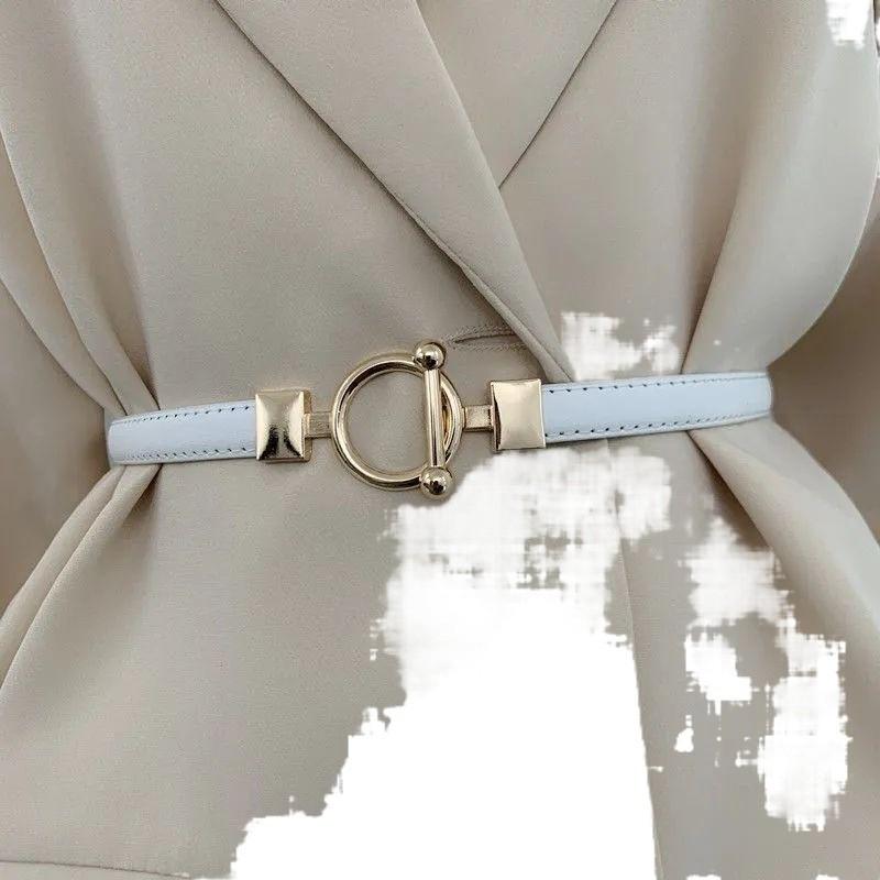 Elegant Womens Versatile Pu Belt Featuring Smooth Buckle Design For Chic Dress Pairings