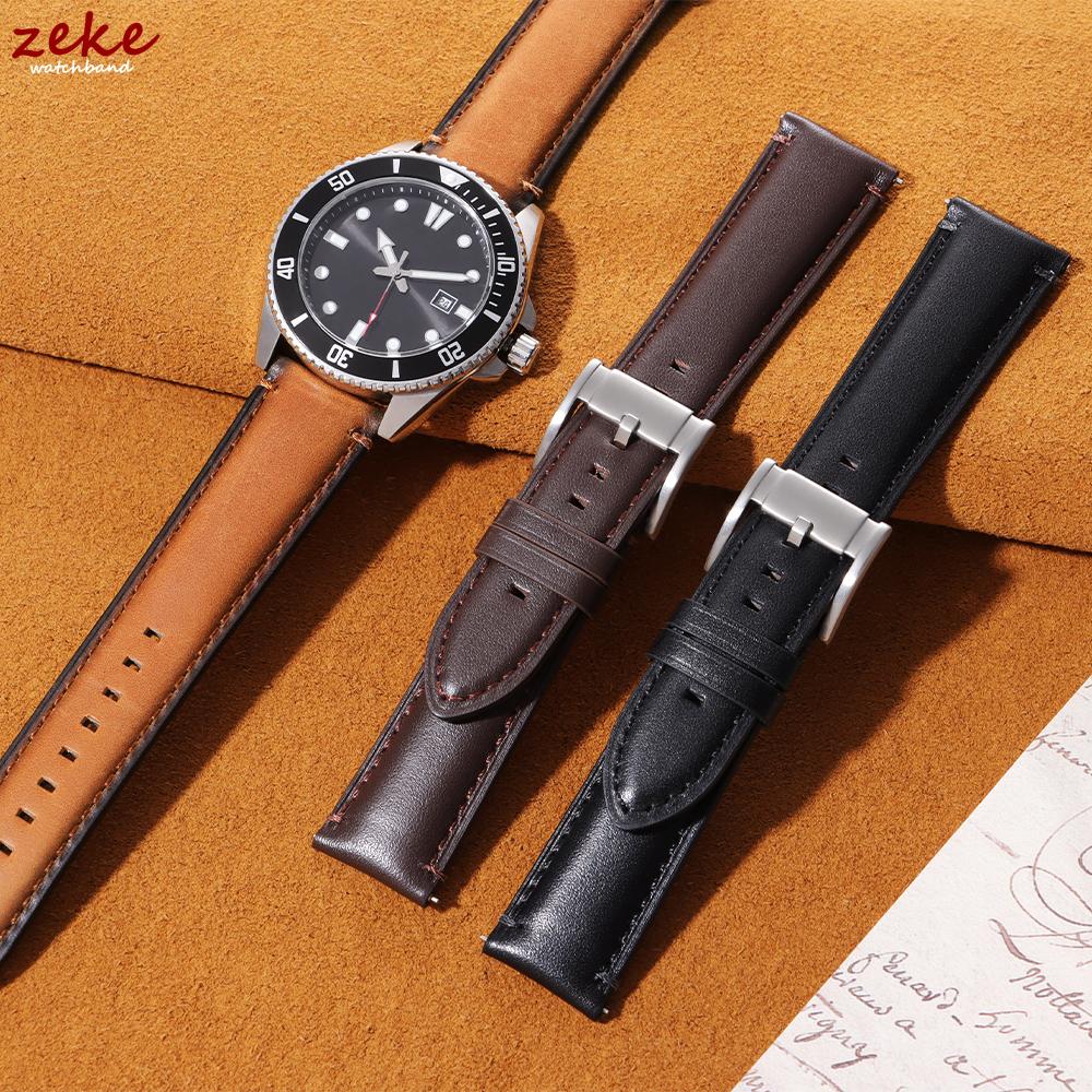 Vintage Cowhide Strap 24/22mm Quick Release Watch Band for Men Women Genuine Leather Watch Strap Brown Replacement Bracelet Belt