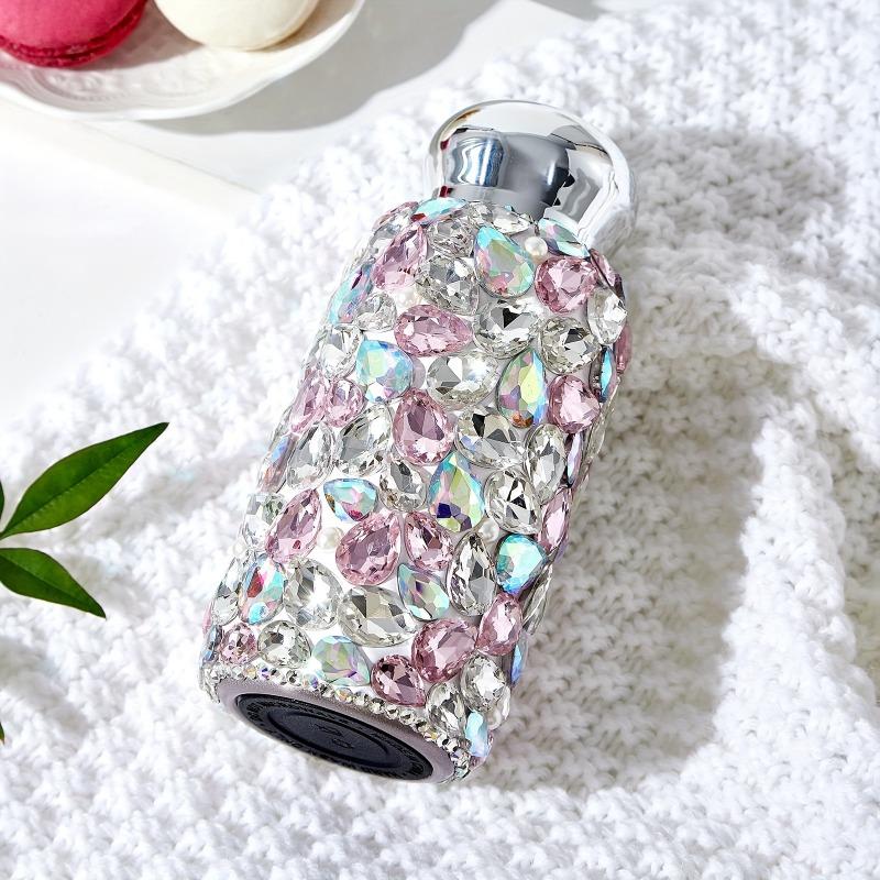 260ml Shiny Diamond Thermal Cups Stainless Steel Insulated Bottle Travel Portable Vacuum Flasks for Summer Winter Drinkware