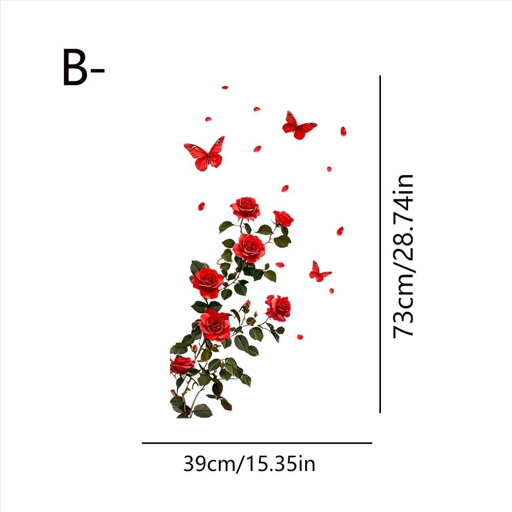 Festivaldeko Valentinstag Rote Rose Schmetterling Aufkleber Transparent Glasaufkleber Für Wohnzimmer Festliche Atmosphäre
