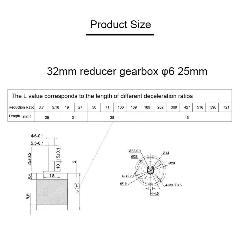 32MM Reducer Gearbox High Precision Large Torque Planetary Gear Reduction Motor Speed Ratio 3.7-721 for 31ZY
