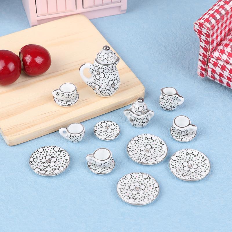 1Set 1:12 Puppenhaus Miniatur Porzellan Keramik Teetasse Set Geschirr Küche Puppenhaus Teekanne Diy Spielzeug