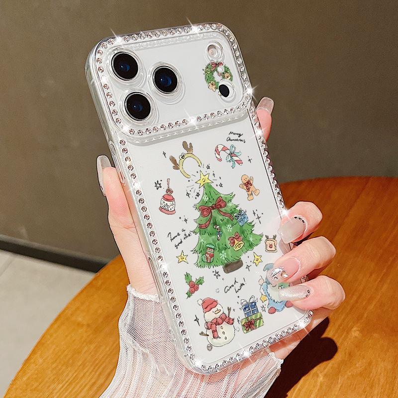 

For iPhone 16 Pro Max Case Christmas Tree Pattern Diamond Cover For iPhone 17 Aiir 15 14 13 16 17 16e Funda iPhone17 Pro Max iPhone 17 Pro Max різнокольоровий