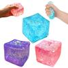 Transparent Glitter Gel Cube Squishy Stress Relief Toy Soft Squeeze Fidget Sensory Toy Elastic Decompression Gift